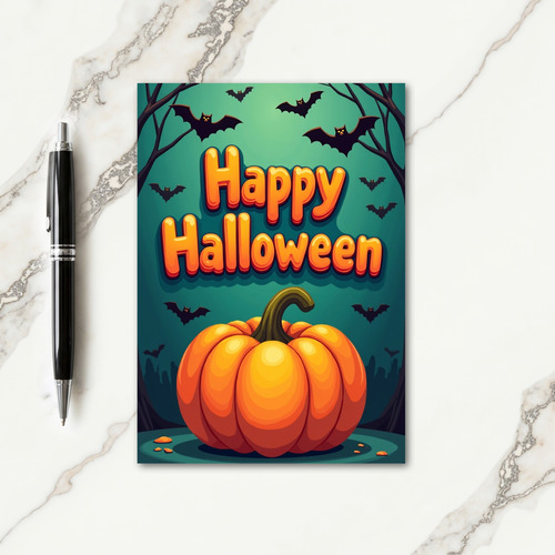 Happy Halloween Bat Night Card