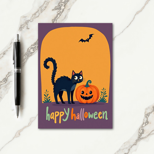 Happy Halloween Bat Silhouette Card