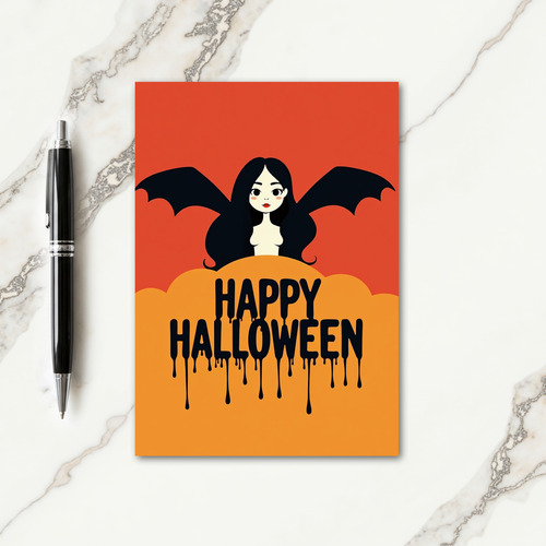 Happy Halloween Bat Winged Card