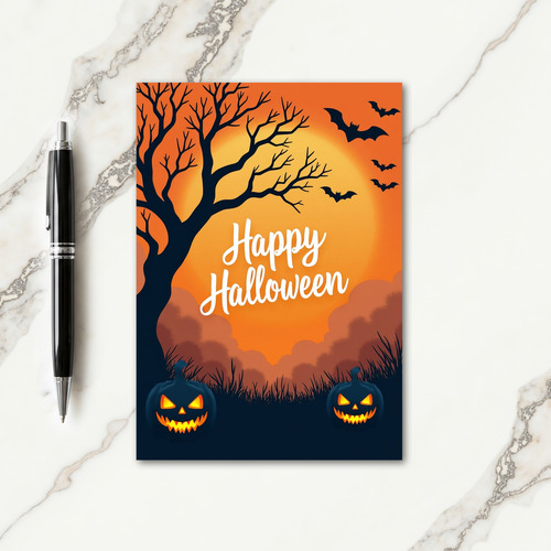Happy Halloween Bats Flying Card thumbnail