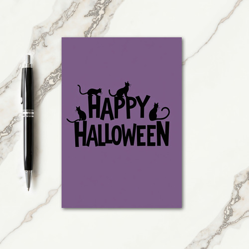 Happy Halloween Black Creatures Card