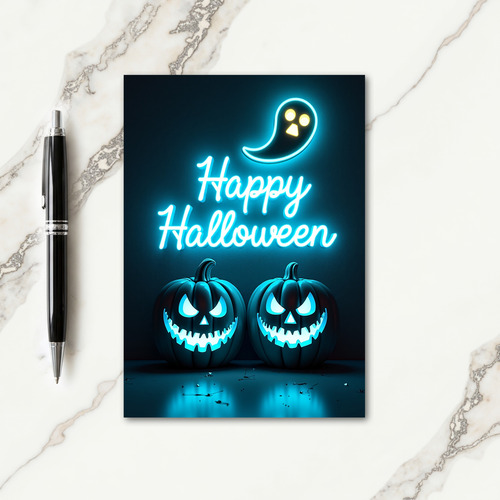 Happy Halloween Blue Light Card