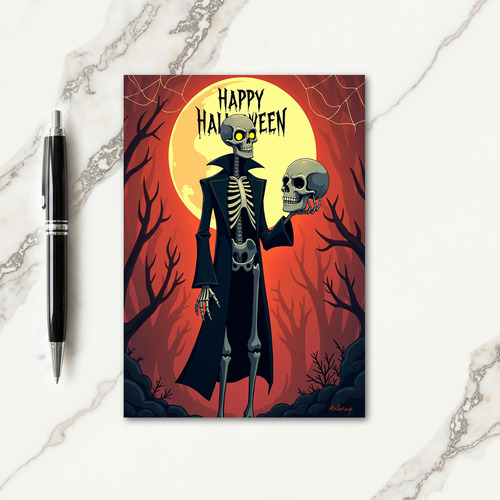 Happy Halloween Bony Figure Card