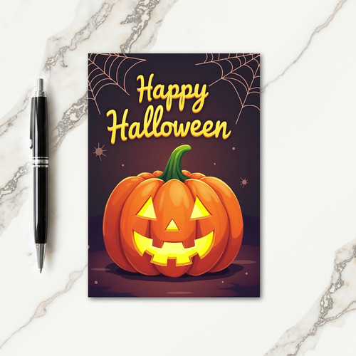 Happy Halloween Bright Pumpkin Card