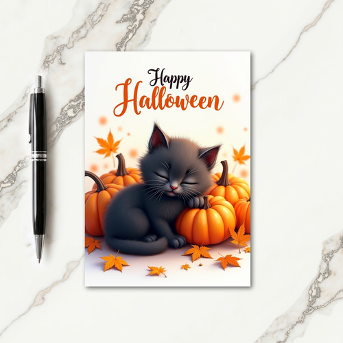 Happy Halloween Cozy Kitten Card