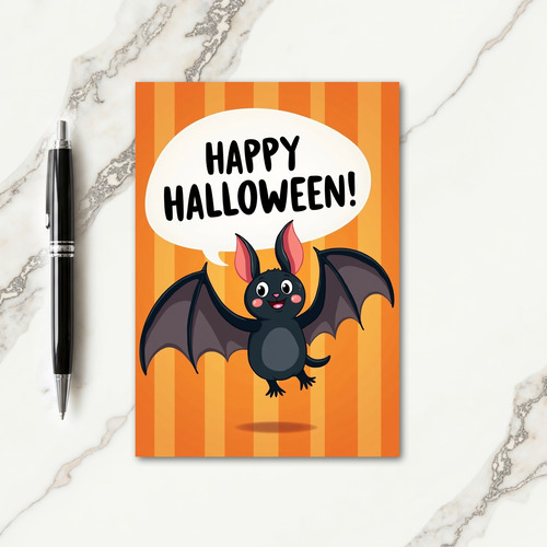 Happy Halloween Cute Bat Card