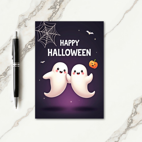 Happy Halloween Cute Ghosts Card thumbnail