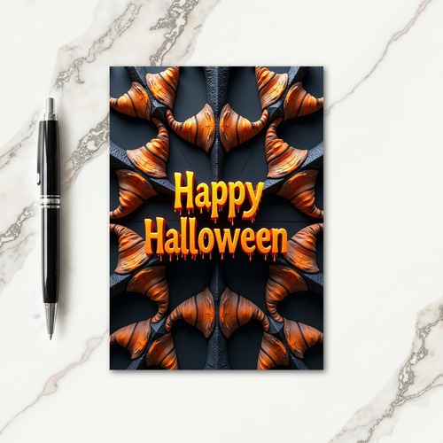 Happy Halloween Dripping Orange Card thumbnail