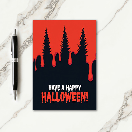 Happy Halloween Dripping Red Card