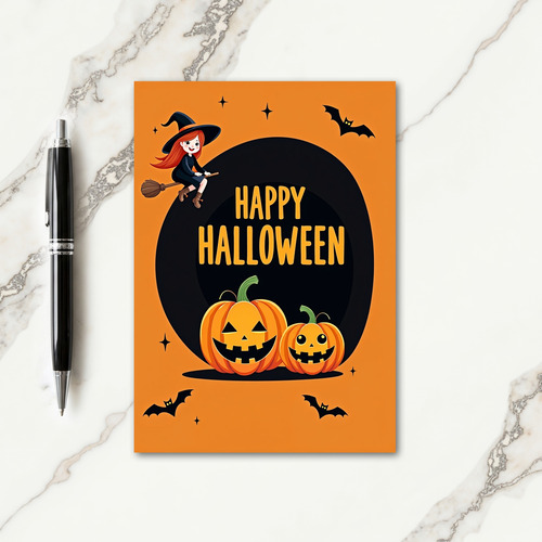 Happy Halloween Flying Sorceress Card