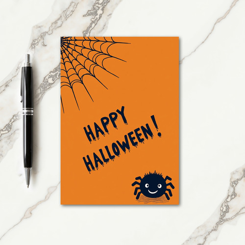 Happy Halloween Friendly Spider Card