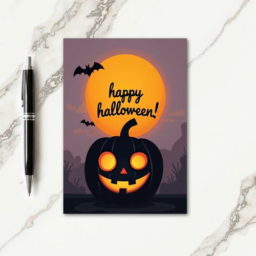 Happy Halloween Full Moon Card
