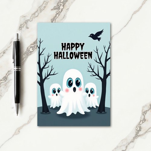 Happy Halloween Ghostly Trio Card