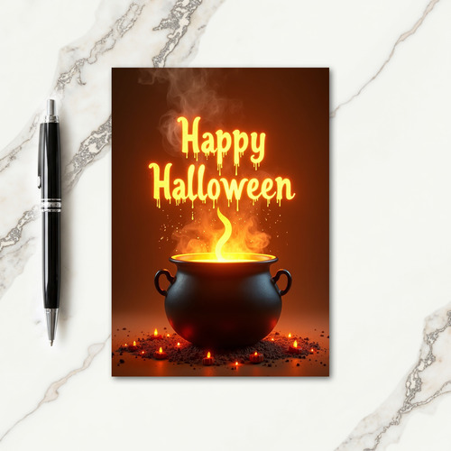 Happy Halloween Glowing Cauldron Card thumbnail