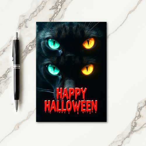 Happy Halloween Glowing Eyes Card