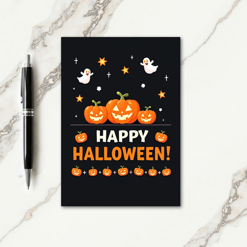Happy Halloween Glowing Gourds Card