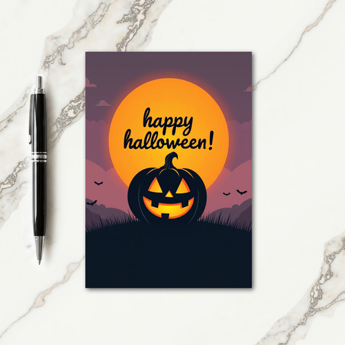 Happy Halloween Glowing Moon Card