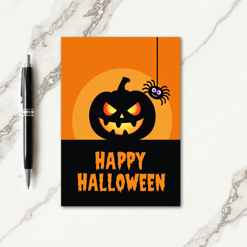 Happy Halloween Glowing Pumpkin Card