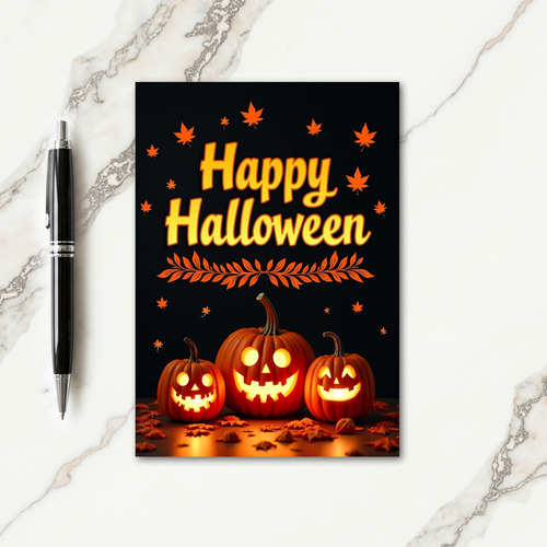 Happy Halloween Glowing Pumpkins Card