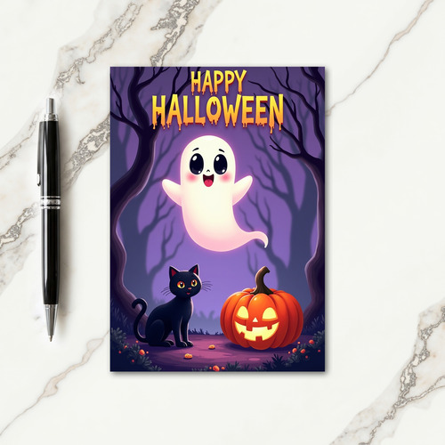 Happy Halloween Glowing Specter Card