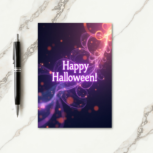 Happy Halloween Glowing Swirls Card