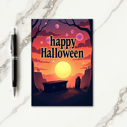 Happy Halloween Glowing Text Card