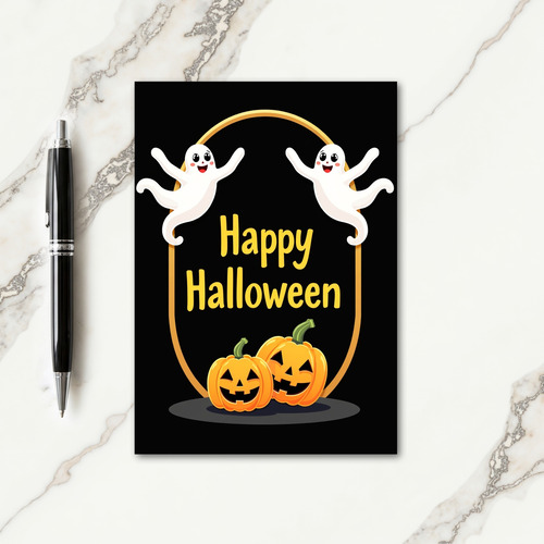 Happy Halloween Golden Frame Card