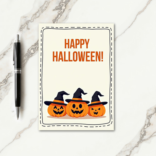 Happy Halloween Gourd Hats Card