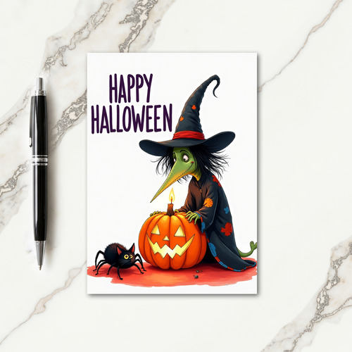 Happy Halloween Green Character Card
