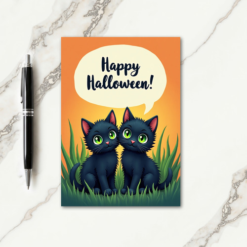Happy Halloween Green Grass Card