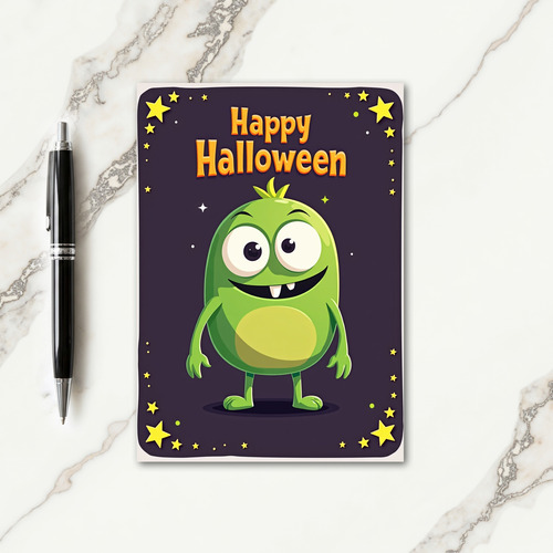Happy Halloween Green Monster Card