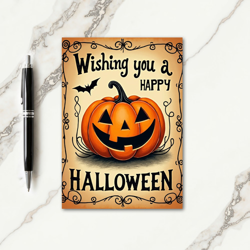 Happy Halloween Grinning Gourd Card