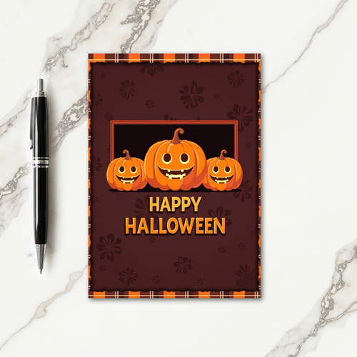 Happy Halloween Grinning Gourds Card