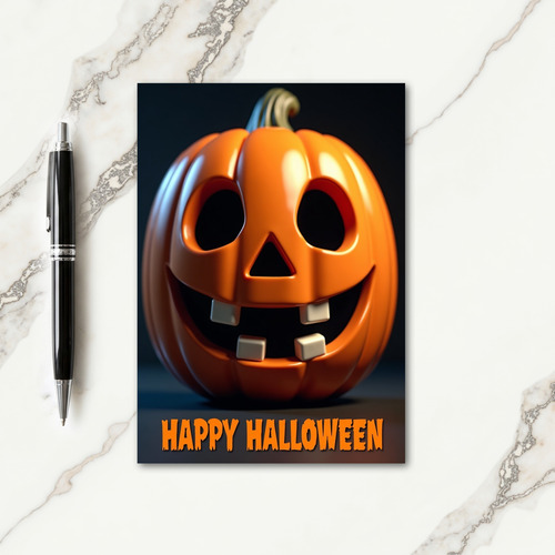 Happy Halloween Grinning Pumpkin Card
