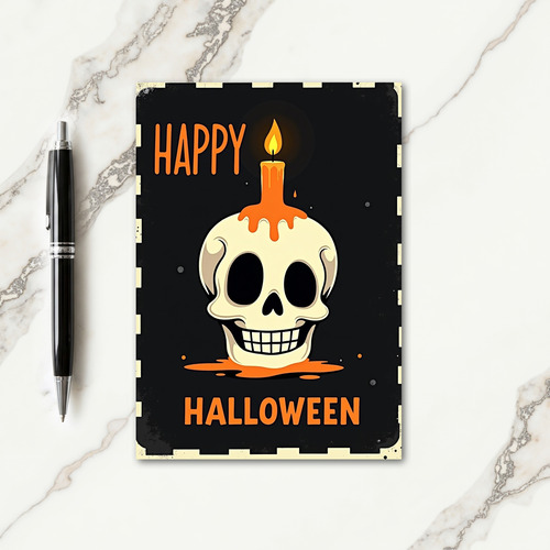 Happy Halloween Grinning Skull Card