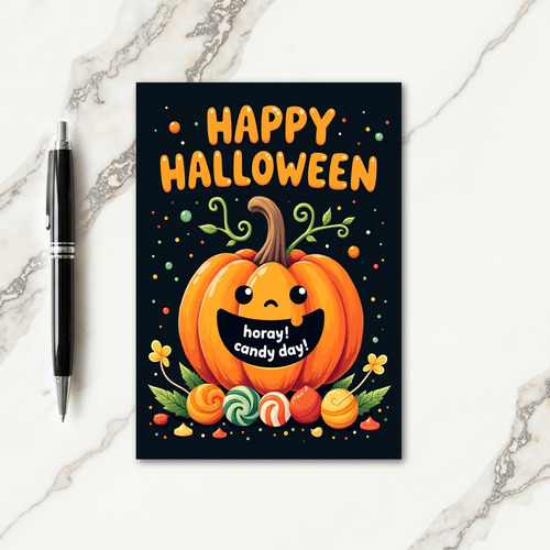 Happy Halloween Horay Candy Day Card