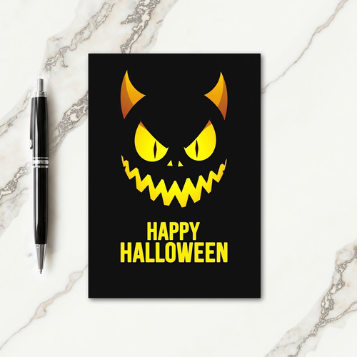 Happy Halloween Horned Monster Card