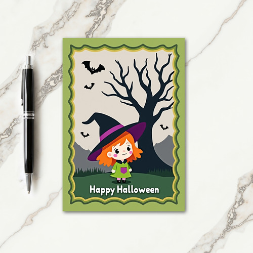 Happy Halloween Little Witch Card
