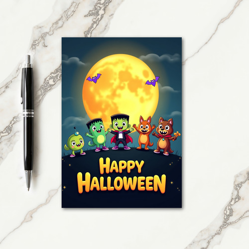 Happy Halloween Monsters Card