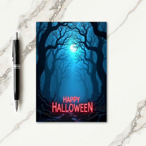 Happy Halloween Moonlit Forest Card