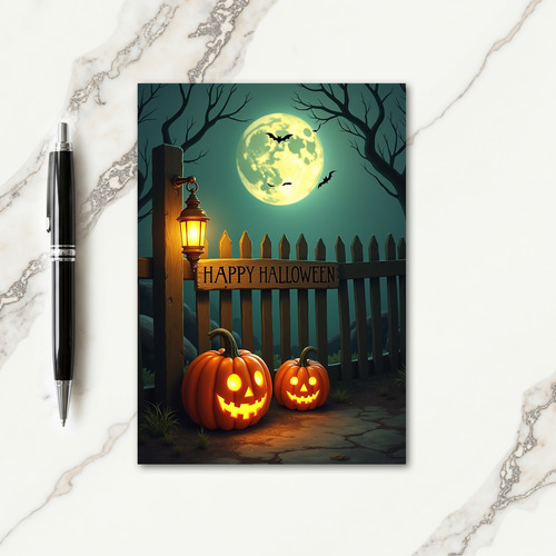Happy Halloween Moonlit Night Card