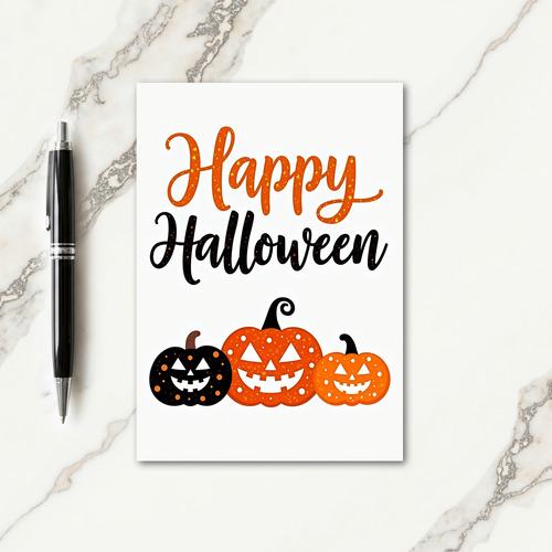 Happy Halloween Orange Black Card