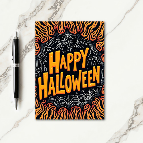 Happy Halloween Orange Glow Card