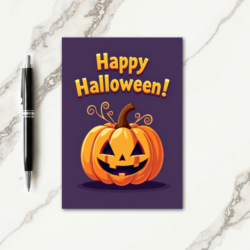 Happy Halloween Orange Gourd Card