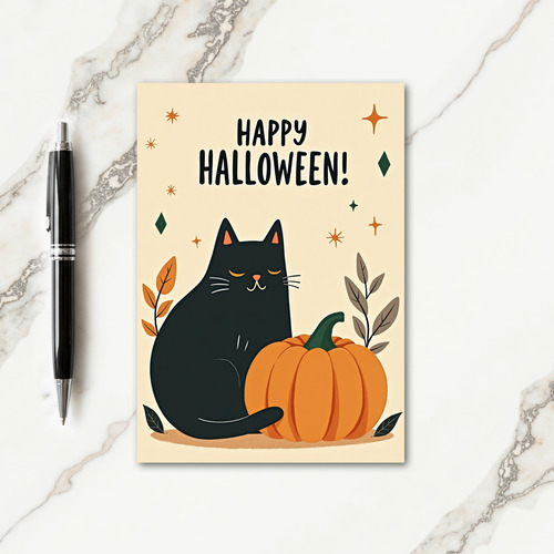 Happy Halloween Peaceful Cat Card