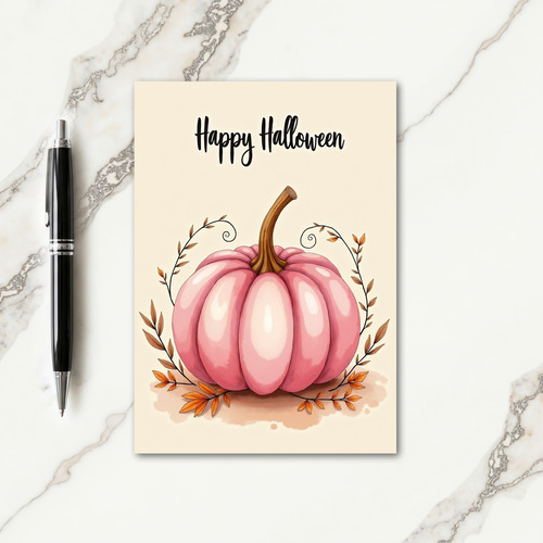 Happy Halloween Pink Gourd Card
