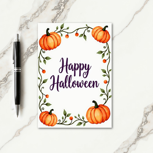 Happy Halloween Pumpkin Vine Card