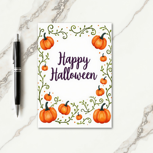 Happy Halloween Pumpkin Vines Card thumbnail