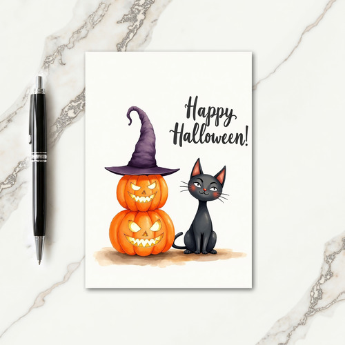 Happy Halloween Purple Hat Card thumbnail