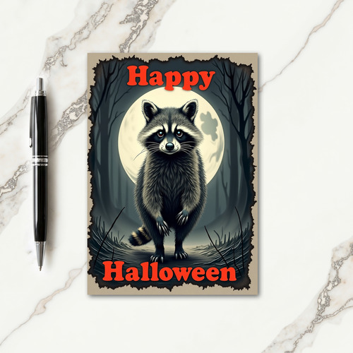 Happy Halloween Raccoon Card